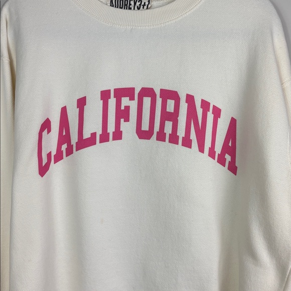 Audrey 3+1 Cream Sweatshirt with Pink California Print. OS - Picture 2 of 5